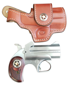 Bond Arms Rustic Defender Stainless .45 LC 3″ Barrel 2-Rounds Holster Package